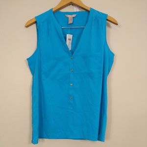 NWT Banana Republic aqua sleeveless blouse